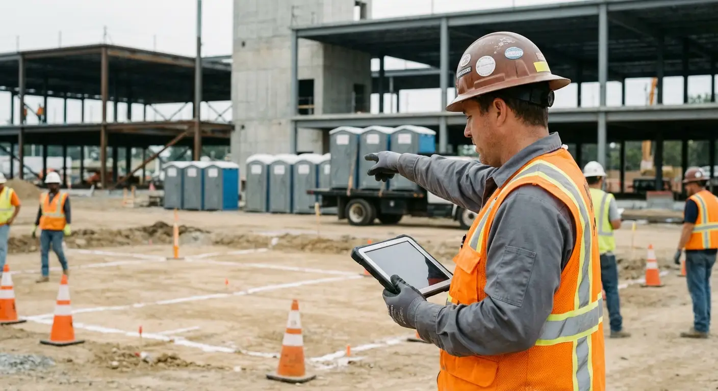 Construction site portable toilet placement planning in Lake Forest, IL